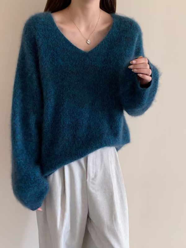 Ženski debeli pulover od vune s kašmirom, široki kroj, okrugli izrez, dugi rukavi, zimski stil 2025