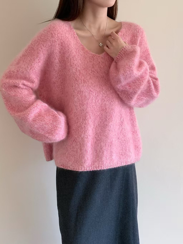Ženski debeli pulover od vune s kašmirom, široki kroj, okrugli izrez, dugi rukavi, zimski stil 2025