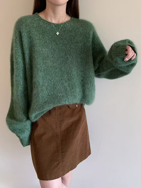 Ženski debeli pulover od vune s kašmirom, široki kroj, okrugli izrez, dugi rukavi, zimski stil 2025