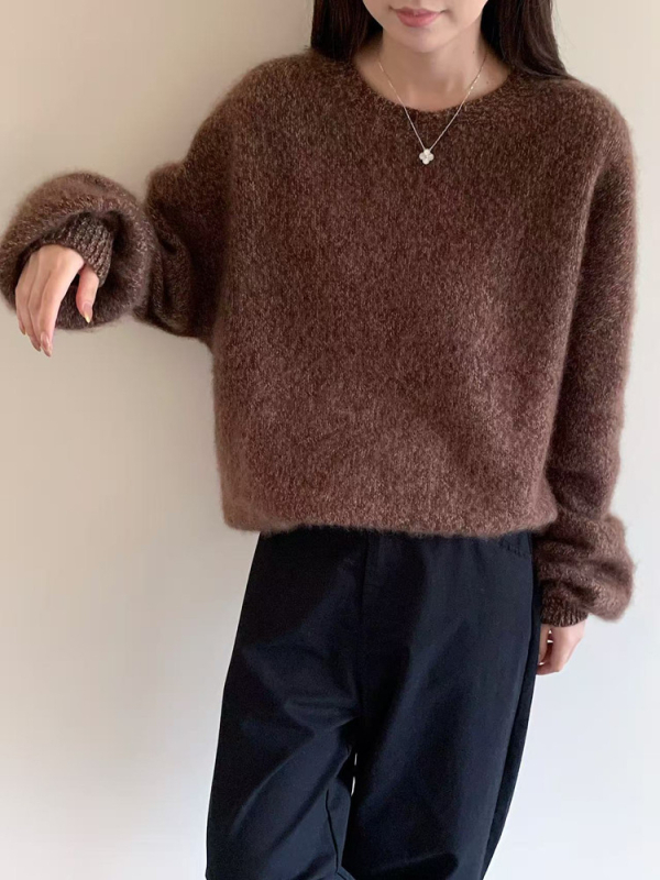 Ženski debeli pulover od vune s kašmirom, široki kroj, okrugli izrez, dugi rukavi, zimski stil 2025