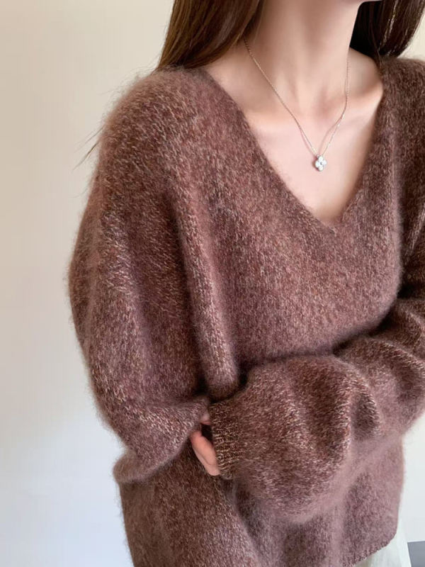 Ženski debeli pulover od vune s kašmirom, široki kroj, okrugli izrez, dugi rukavi, zimski stil 2025