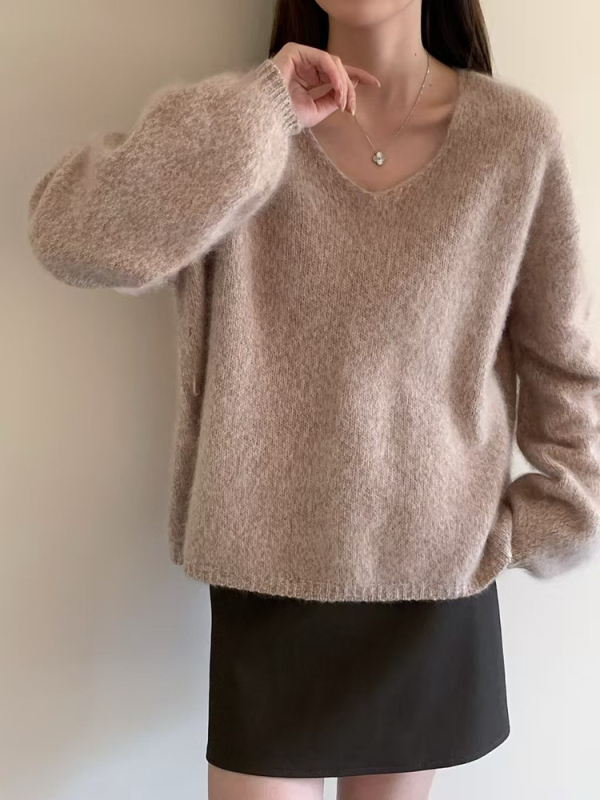 Ženski debeli pulover od vune s kašmirom, široki kroj, okrugli izrez, dugi rukavi, zimski stil 2025