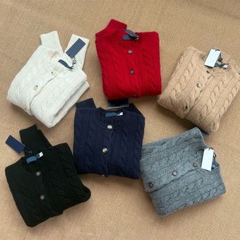 Cardigan s RL logom i izvezom konja – jesensko-zimska klasika, 80% vuna, 20% kašmira, uvijeni pleteni uzorak, ženski top