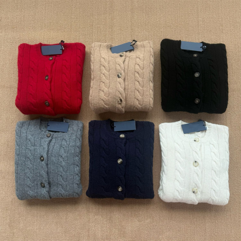 Cardigan s RL logom i izvezom konja – jesensko-zimska klasika, 80% vuna, 20% kašmira, uvijeni pleteni uzorak, ženski top