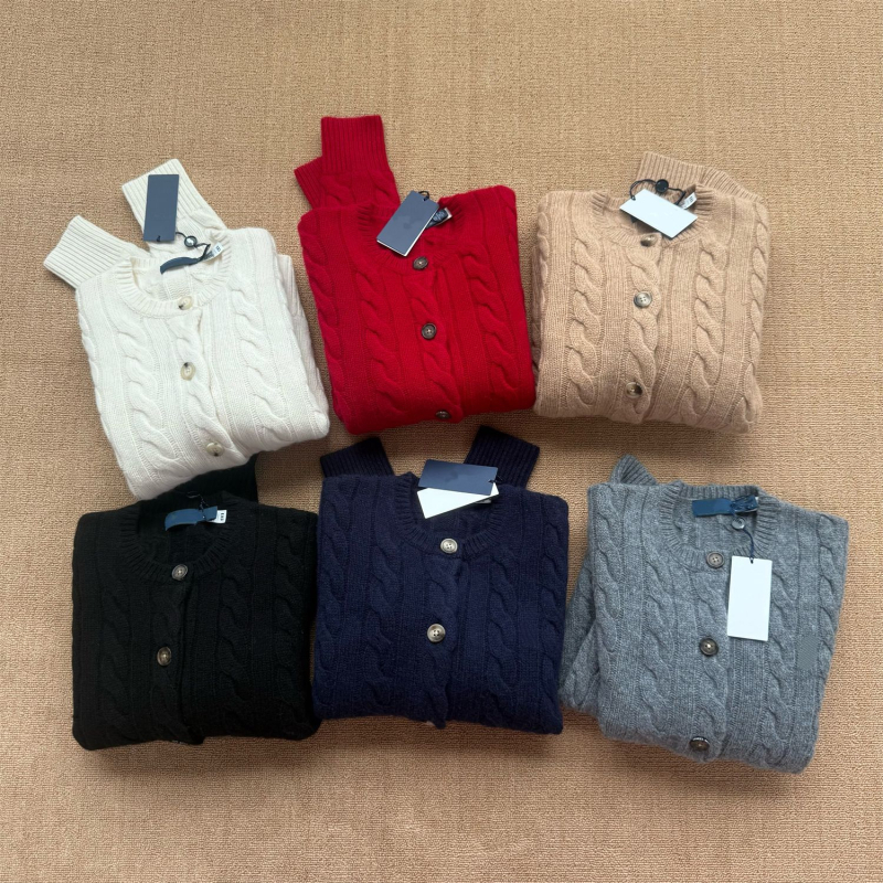 Cardigan s RL logom i izvezom konja – jesensko-zimska klasika, 80% vuna, 20% kašmira, uvijeni pleteni uzorak, ženski top