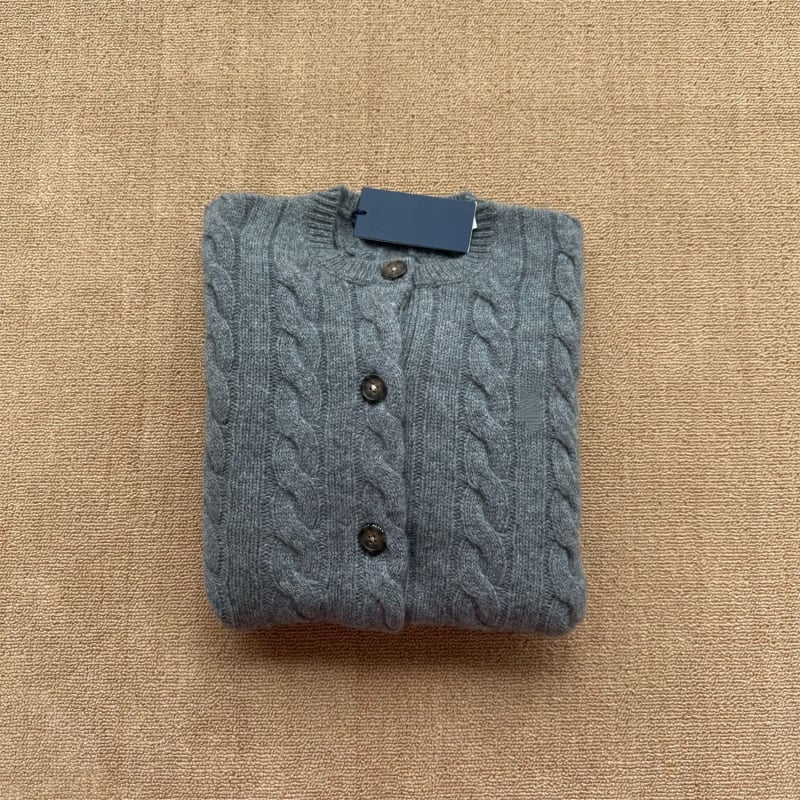 Cardigan s RL logom i izvezom konja – jesensko-zimska klasika, 80% vuna, 20% kašmira, uvijeni pleteni uzorak, ženski top