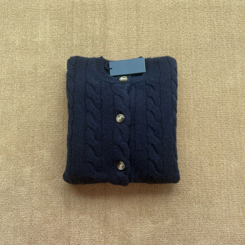 Cardigan s RL logom i izvezom konja – jesensko-zimska klasika, 80% vuna, 20% kašmira, uvijeni pleteni uzorak, ženski top