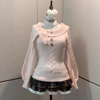 Ženski debeli pleteni pulover s okruglim izrezom, slobodan kroj, dugi rukavi, jesensko-zimski stil inspiriran korejskim ležernim stilom