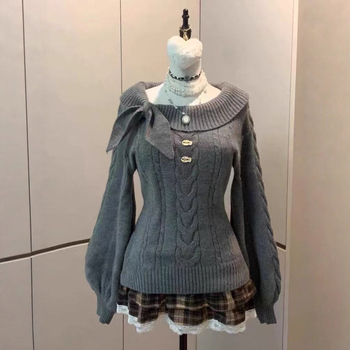 Ženski debeli pleteni pulover s okruglim izrezom, slobodan kroj, dugi rukavi, jesensko-zimski stil inspiriran korejskim ležernim stilom