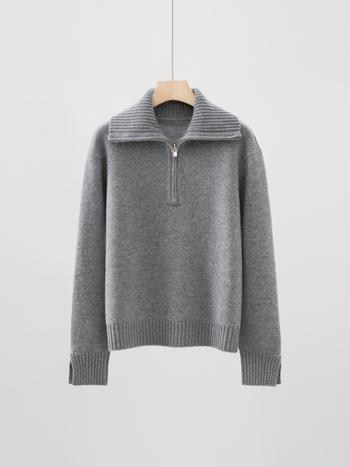 Пуловер с качулка от кашмир-вълна, полузип, свободна кройка, висока яка, дълги ръкави, есен-зима 2025, женски елегантен ежедневен пуловер