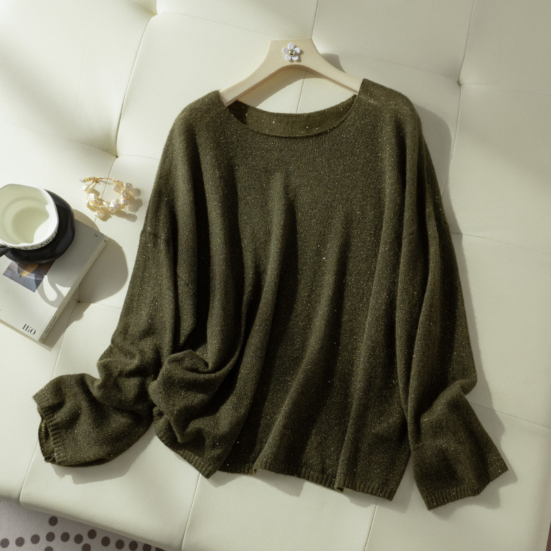 Ženski džemper od Mulberry Silk Cashmere, dekolte na jedno rame, dugi rukavi, redoviti kroj