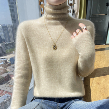 Пуловер с качулка от кашмир и вълна, свободна кройка, средно дълъг, дебел, смес от кашмир 30–50% и вълна 50–70%