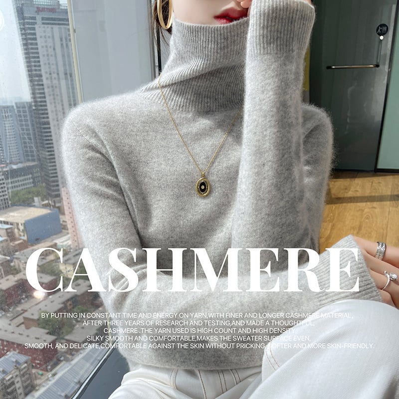 Пуловер с качулка от кашмир и вълна, свободна кройка, средно дълъг, дебел, смес от кашмир 30–50% и вълна 50–70%