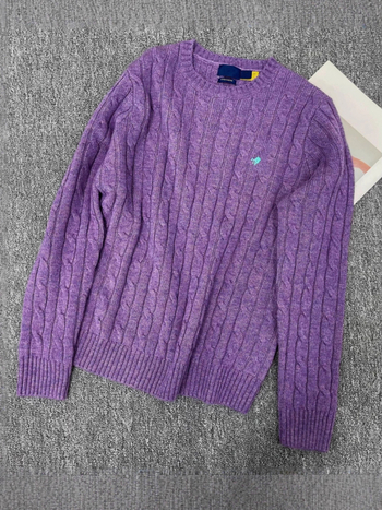 Pulover damă din lână-cashmire cu broderie, guler rotund, croială slim, mâneci lungi, tricot torsionat, iarnă 2025