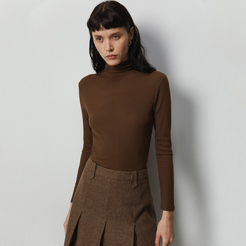 Ženski džemper s visokim ovratnikom, fleece podstava od akrila i kašmira, pleteni, dugi rukavi, klasičan kroj