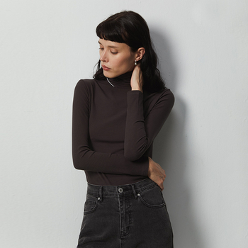 Ženski džemper s visokim ovratnikom, fleece podstava od akrila i kašmira, pleteni, dugi rukavi, klasičan kroj