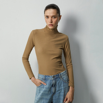 Ženski džemper s visokim ovratnikom, fleece podstava od akrila i kašmira, pleteni, dugi rukavi, klasičan kroj