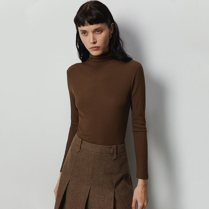 Ženski džemper s visokim ovratnikom, fleece podstava od akrila i kašmira, pleteni, dugi rukavi, klasičan kroj