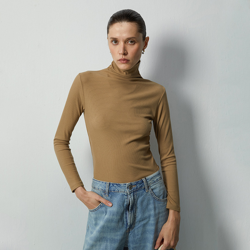 Ženski džemper s visokim ovratnikom, fleece podstava od akrila i kašmira, pleteni, dugi rukavi, klasičan kroj