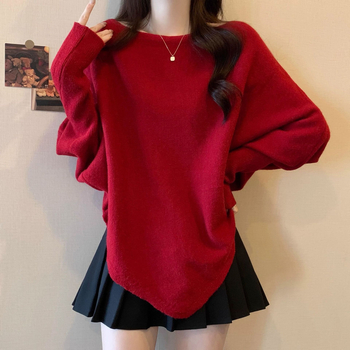 Juhgyapjúból készült pulóver szokatlan batwing ujjaival, vastag, laza szabás