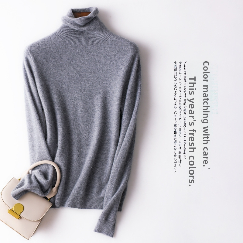 Pulover dama din cașmir fără cusături, guler înalt, mâneci lungi, lungime 50–65 cm, cașmir peste 95%