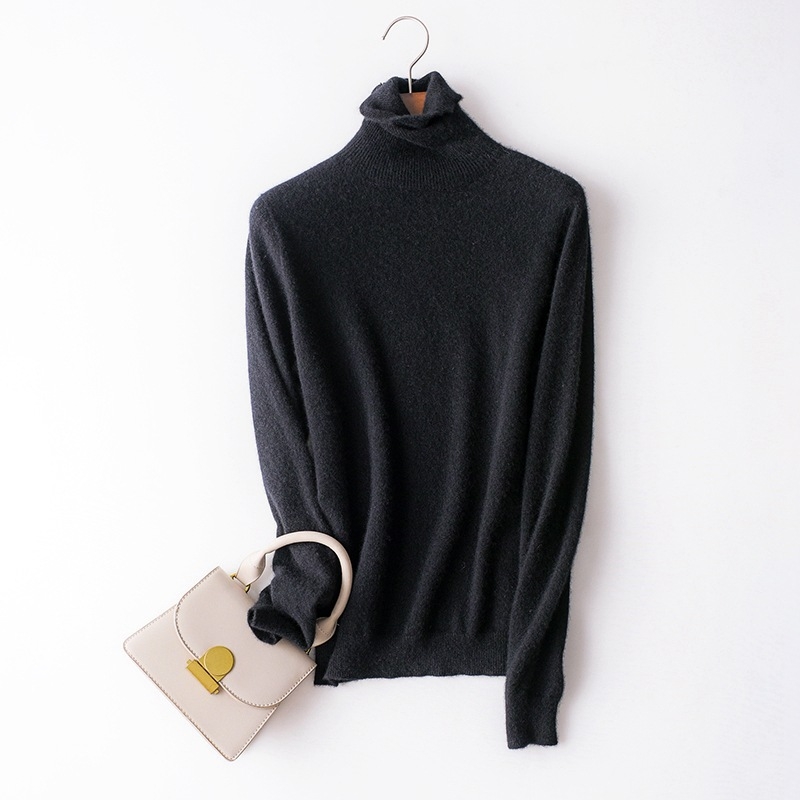 Pulover dama din cașmir fără cusături, guler înalt, mâneci lungi, lungime 50–65 cm, cașmir peste 95%