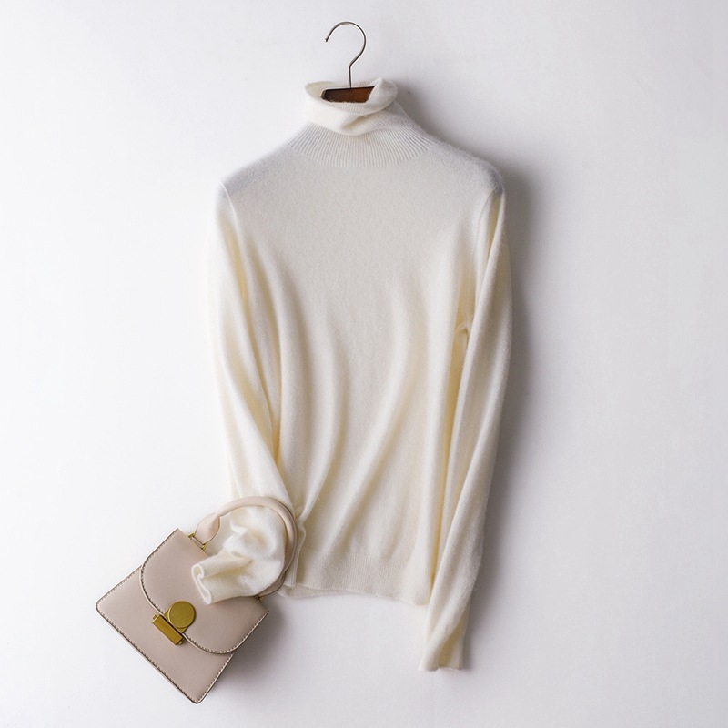 Pulover dama din cașmir fără cusături, guler înalt, mâneci lungi, lungime 50–65 cm, cașmir peste 95%