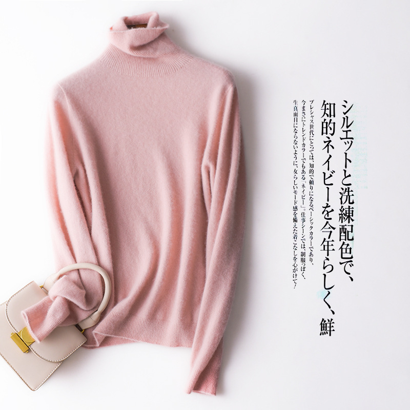 Pulover dama din cașmir fără cusături, guler înalt, mâneci lungi, lungime 50–65 cm, cașmir peste 95%