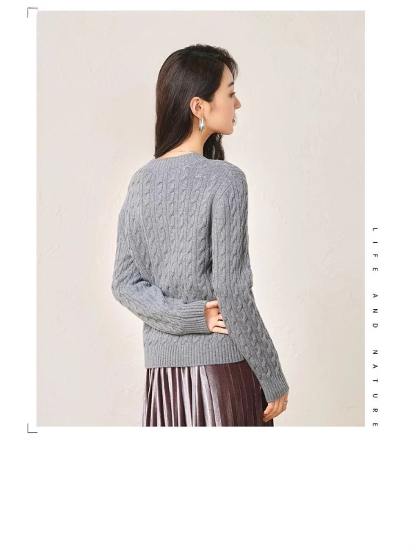 LABULL Cardigan de damă din cașmir — croială lejeră, guler rotund, mâneci lungi, închidere cu nasturi pe un rând, 95% cașmir