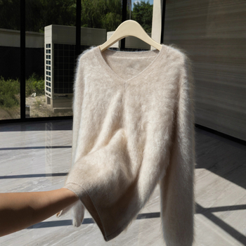 Pulover de damă din cașmir cu glugă – croială lejeră, mâneci lungi, model uni, 95% cașmir