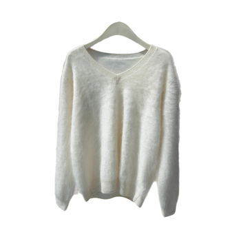 Pulover de damă din cașmir cu glugă – croială lejeră, mâneci lungi, model uni, 95% cașmir