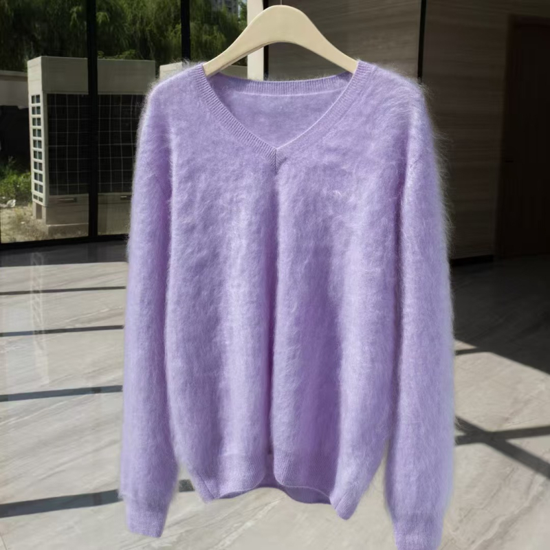 Pulover de damă din cașmir cu glugă – croială lejeră, mâneci lungi, model uni, 95% cașmir