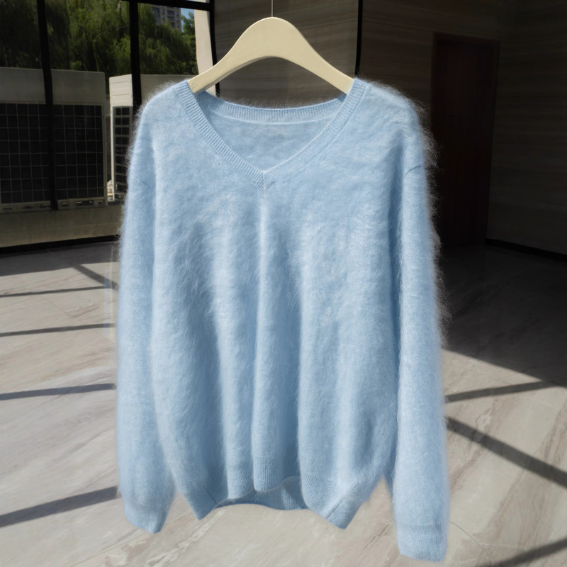 Pulover de damă din cașmir cu glugă – croială lejeră, mâneci lungi, model uni, 95% cașmir