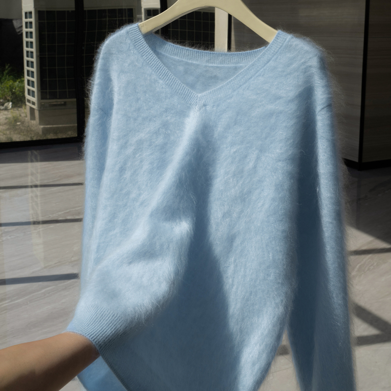 Pulover de damă din cașmir cu glugă – croială lejeră, mâneci lungi, model uni, 95% cașmir