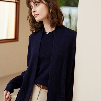 Cardigan din cașmir pentru femei, decolteu în V, mâneci lungi, 95%+ cașmir, toamnă 2023, stil urban