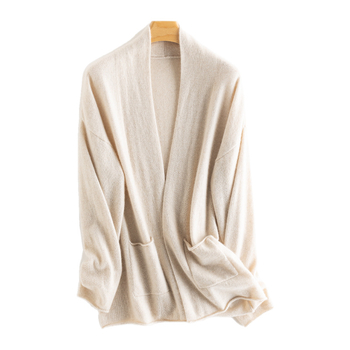Cardigan din cașmir pentru femei, decolteu în V, mâneci lungi, 95%+ cașmir, toamnă 2023, stil urban