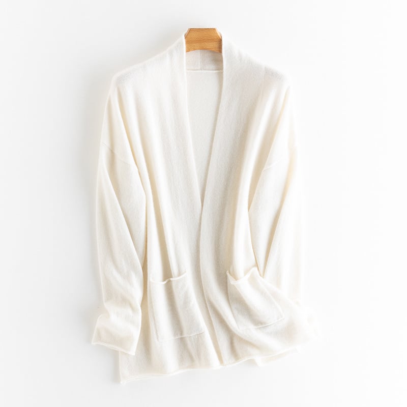 Cardigan din cașmir pentru femei, decolteu în V, mâneci lungi, 95%+ cașmir, toamnă 2023, stil urban