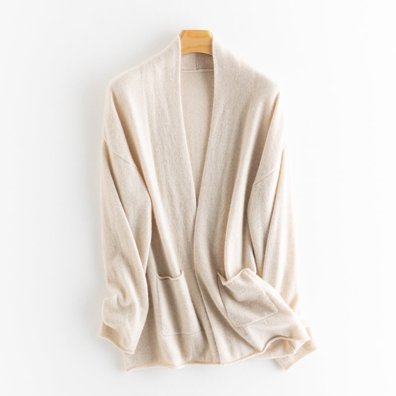 Cardigan din cașmir pentru femei, decolteu în V, mâneci lungi, 95%+ cașmir, toamnă 2023, stil urban