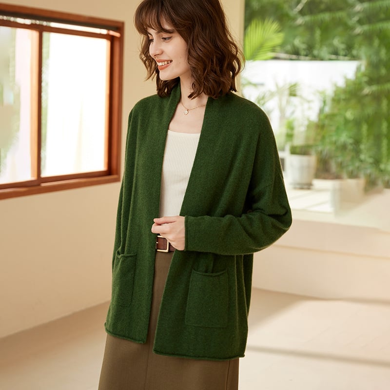 Cardigan din cașmir pentru femei, decolteu în V, mâneci lungi, 95%+ cașmir, toamnă 2023, stil urban