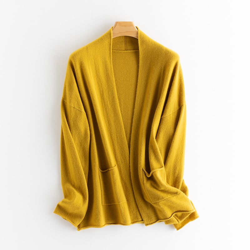 Cardigan din cașmir pentru femei, decolteu în V, mâneci lungi, 95%+ cașmir, toamnă 2023, stil urban