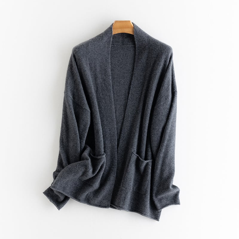 Cardigan din cașmir pentru femei, decolteu în V, mâneci lungi, 95%+ cașmir, toamnă 2023, stil urban