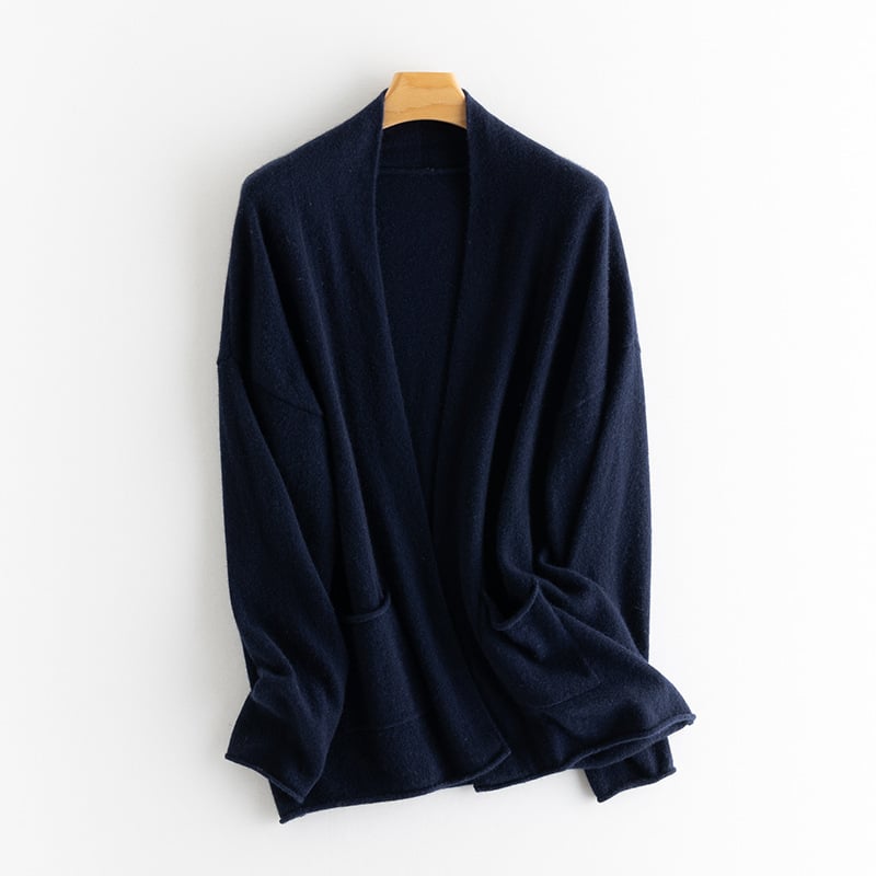 Cardigan din cașmir pentru femei, decolteu în V, mâneci lungi, 95%+ cașmir, toamnă 2023, stil urban