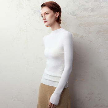 Női gyapjú fél-turtleneck kapucnis kötött pulóver – könnyű, hosszú ujjú, mindennapi letisztult stílus ősz-télre