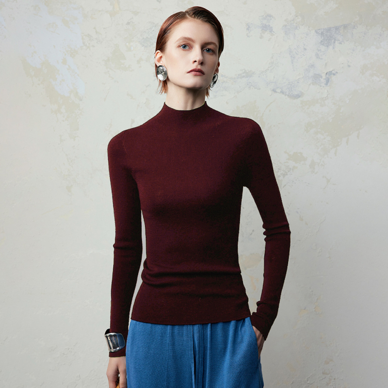 Női gyapjú fél-turtleneck kapucnis kötött pulóver – könnyű, hosszú ujjú, mindennapi letisztult stílus ősz-télre