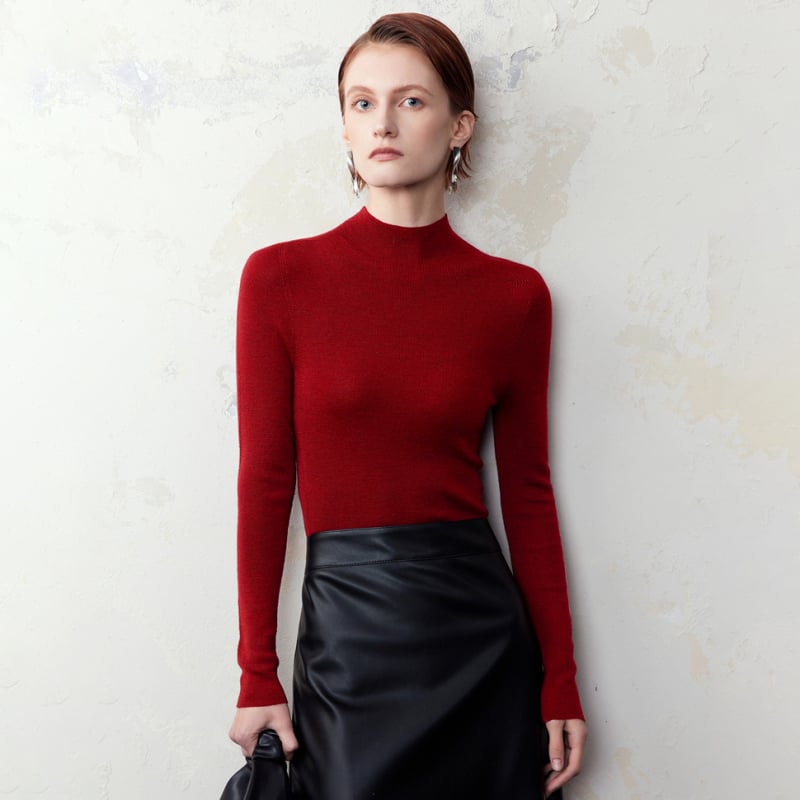 Női gyapjú fél-turtleneck kapucnis kötött pulóver – könnyű, hosszú ujjú, mindennapi letisztult stílus ősz-télre