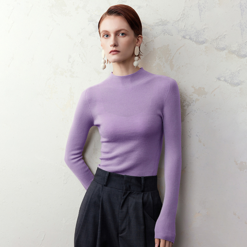 Női gyapjú fél-turtleneck kapucnis kötött pulóver – könnyű, hosszú ujjú, mindennapi letisztult stílus ősz-télre