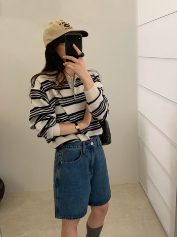 Ženski vuneni džemper s prugama, retro ovratnik, slobodan kroj, korejski stil, 95% vuna