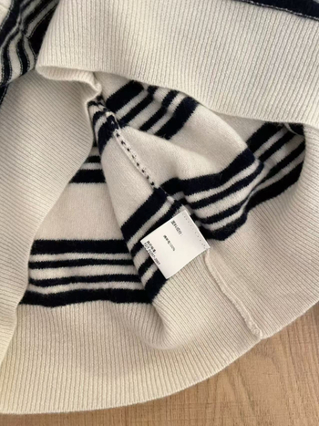 Ženski vuneni džemper s prugama, retro ovratnik, slobodan kroj, korejski stil, 95% vuna