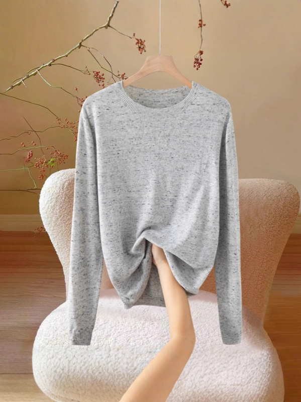 Pulover od worsted vune s cvjetnim uzorkom, dugi rukavi, okrugli izrez, elegantan stil, duljina 50–65 cm