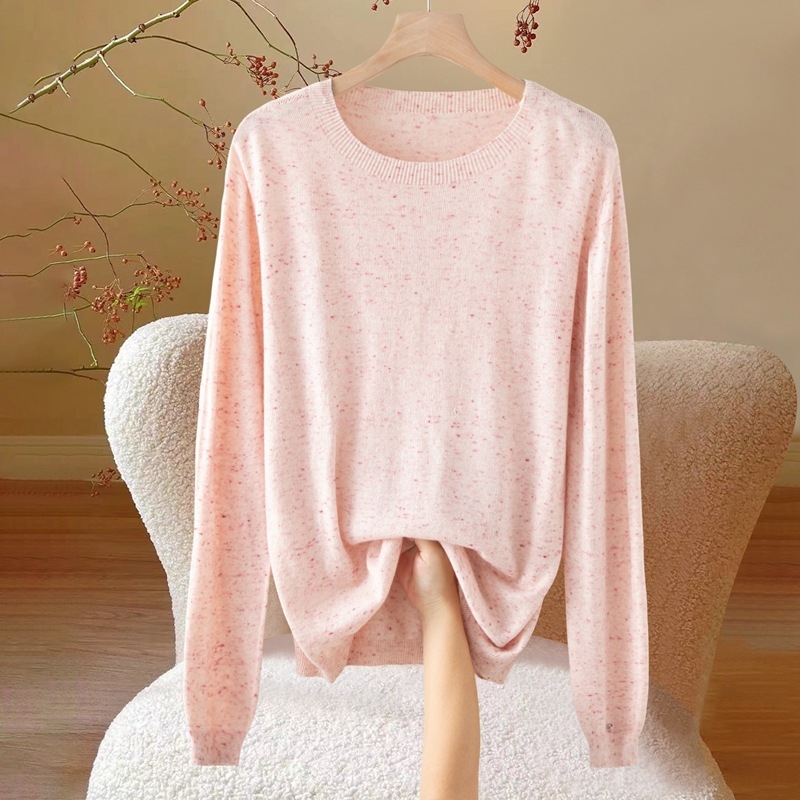 Pulover od worsted vune s cvjetnim uzorkom, dugi rukavi, okrugli izrez, elegantan stil, duljina 50–65 cm